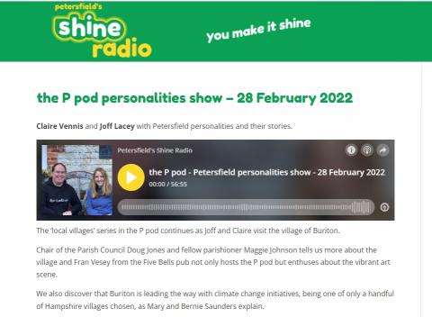 Shine Radio features  Buriton