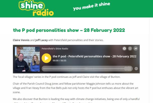 Shine Radio features  Buriton